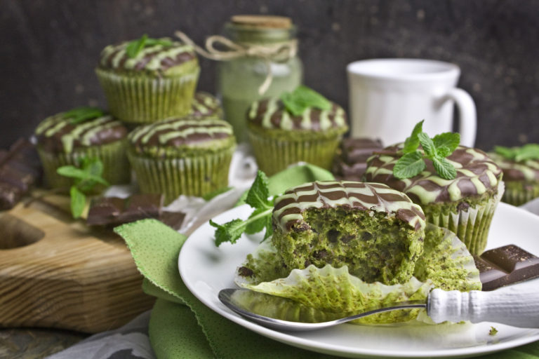 Matcha-Minz-Muffins mit Schokolade - Toastenstein.com